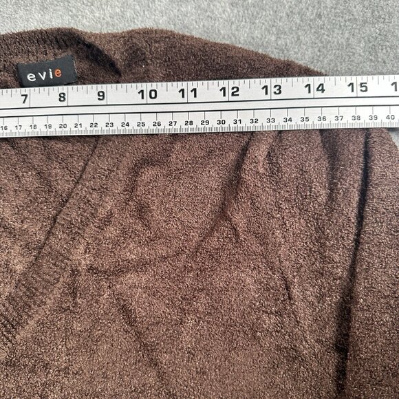 Vtg Y2K Brown Chenille Cozy Knit V Neck Sweater Womens XL Soft Teddy Retro 90s - Picture 5 of 11